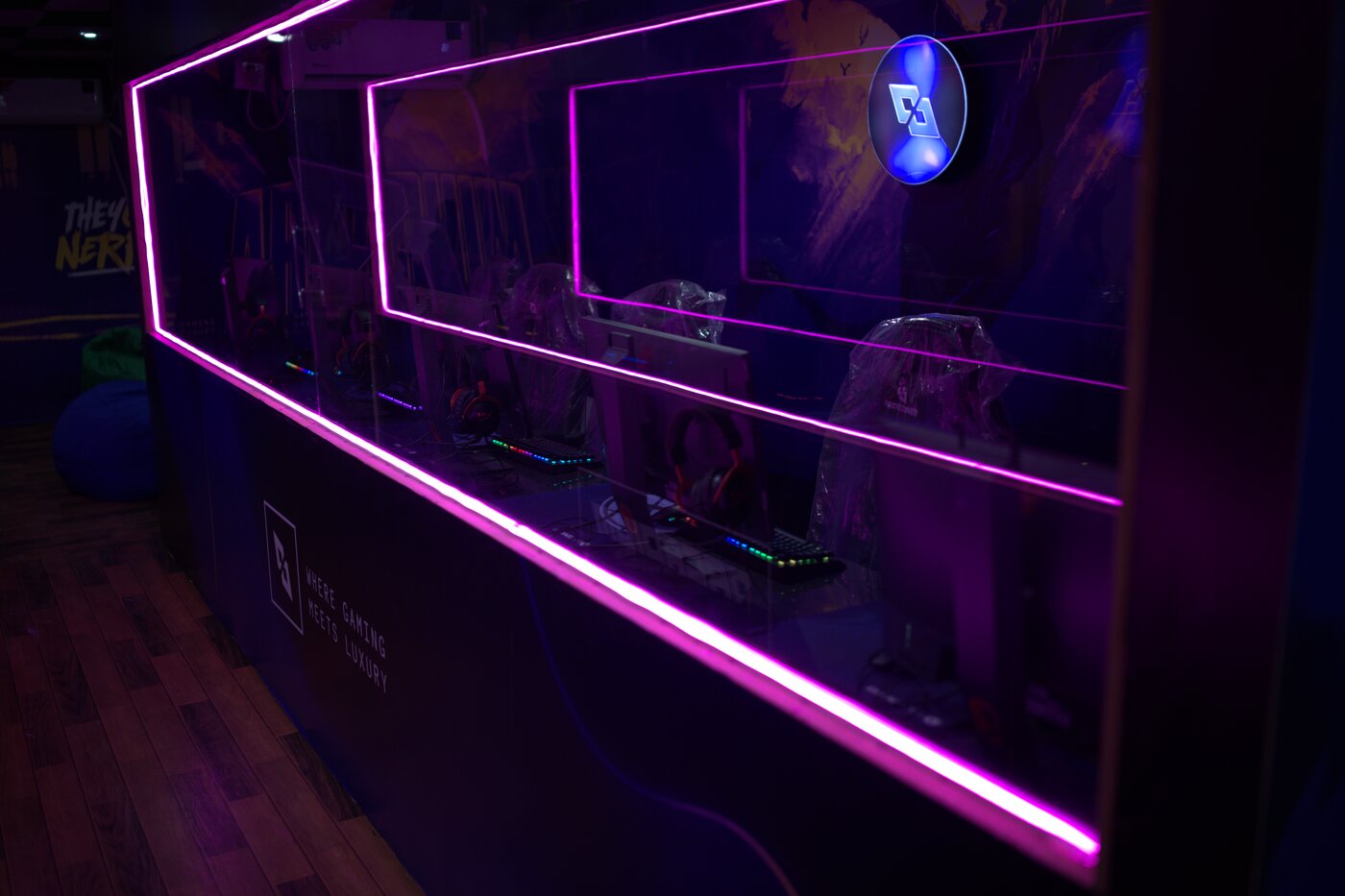 RGB ambient lighting at Arcadium gaming cafe Gulshan-e-Iqbal Karachi
